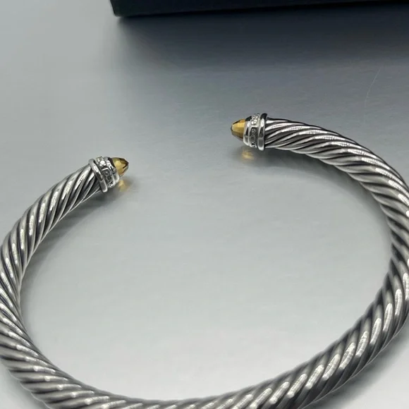 David Yurman Cable Classic Collection Bracelet with Citrine and Diamonds, 5mm - Picture 8 of 10